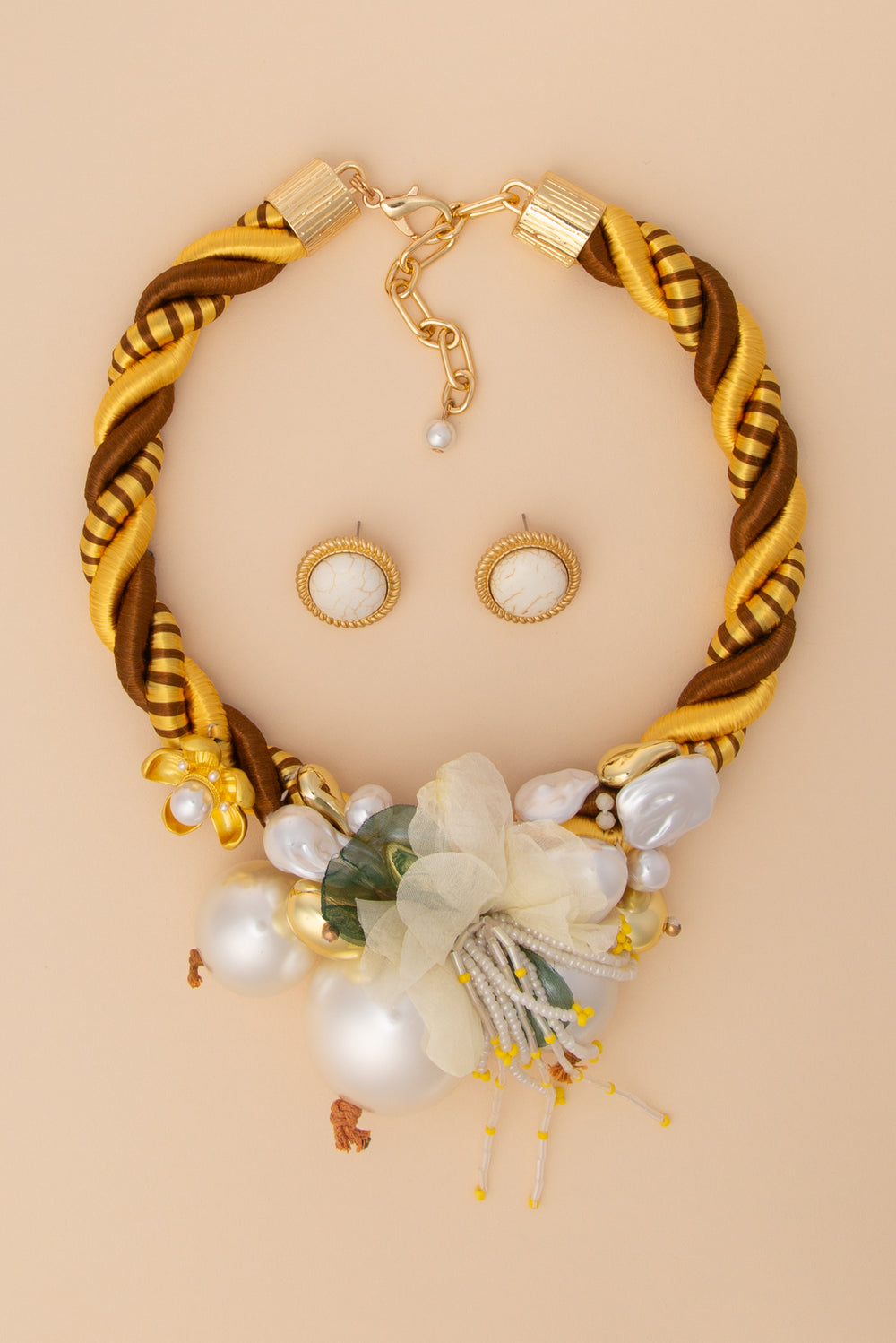 Gianna Multicolor Braided Yarn Necklace and Earring Set