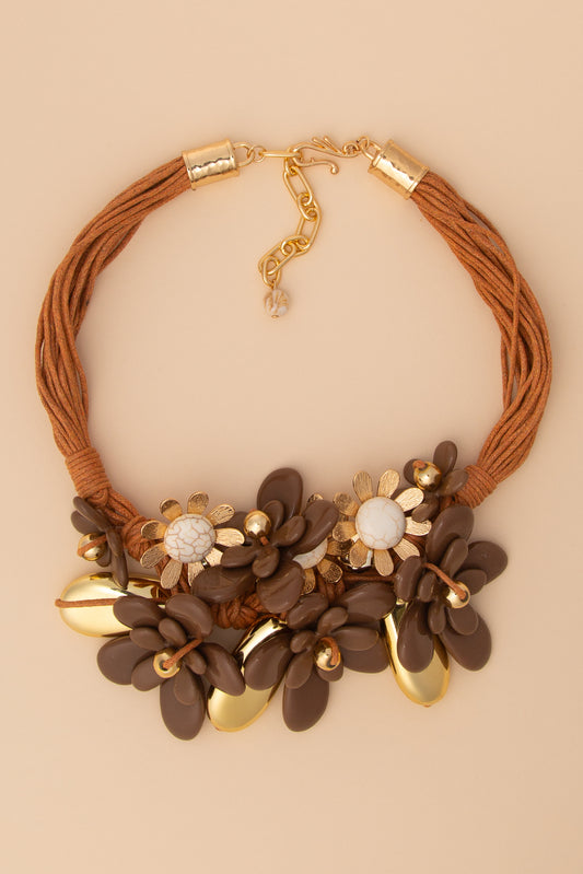 Mila Stone Theme Necklace with Floral Marbled Beads