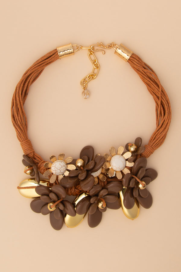 Mila Stone Theme Necklace with Floral Marbled Beads