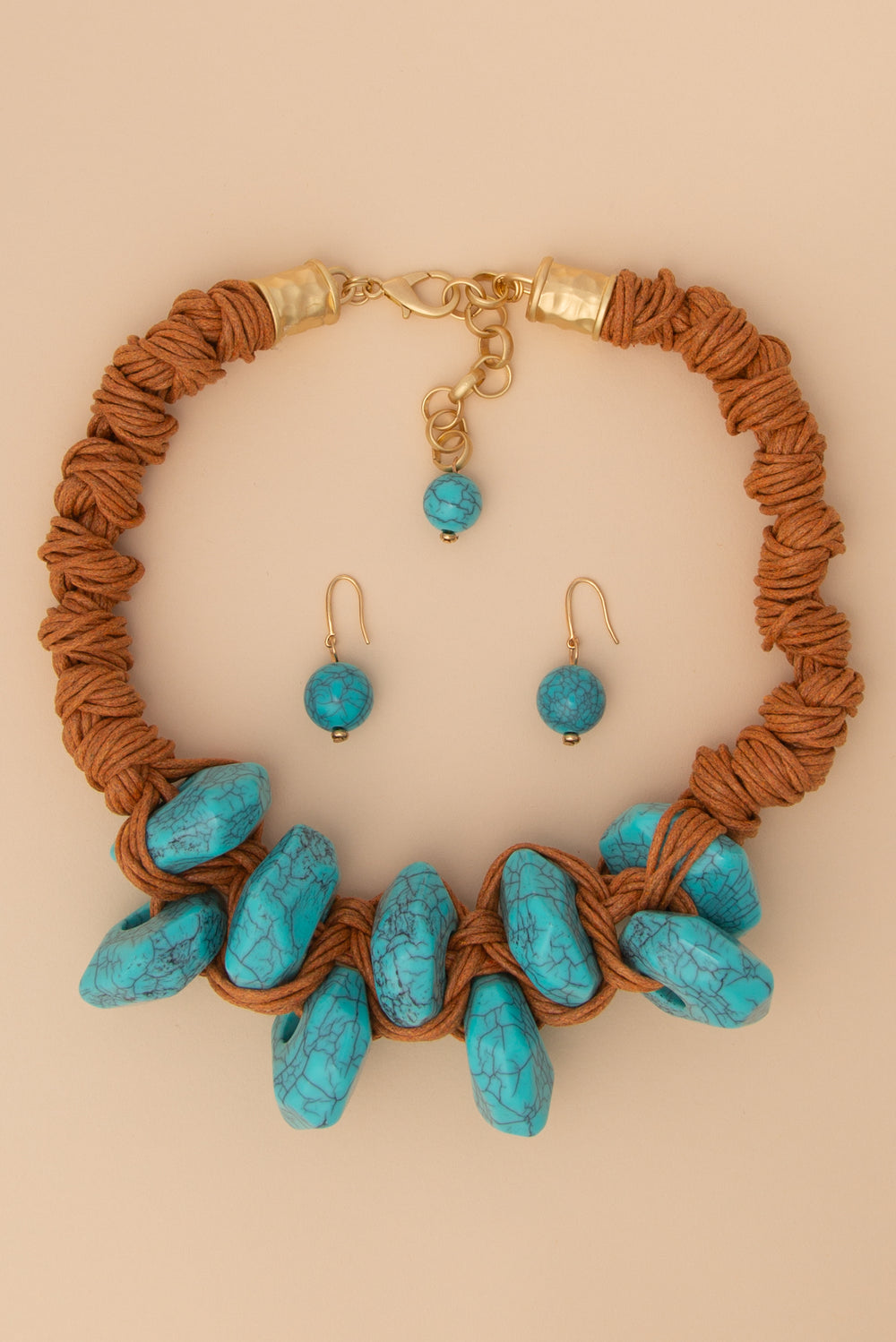 Madison Necklace and Earring Set with Turquoise Stone Beads