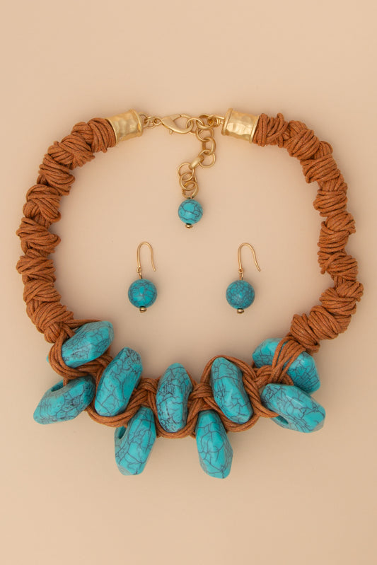 Madison Necklace and Earring Set with Turquoise Stone Beads