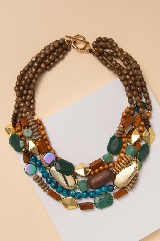 Rosie Multi-Layer Beaded Necklace with Mixed Beads