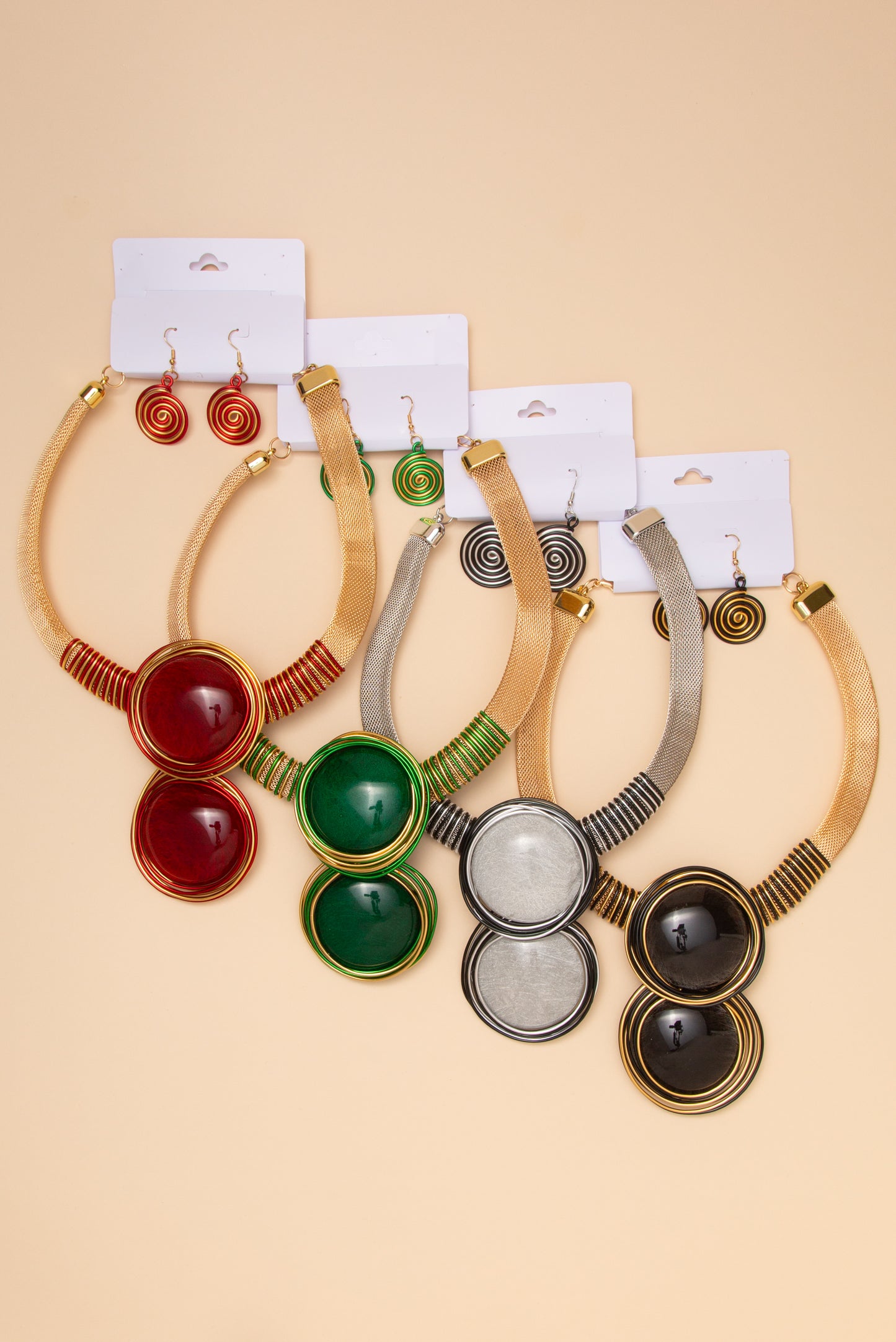 Melody Two Stone Wire Necklace and Earring Set