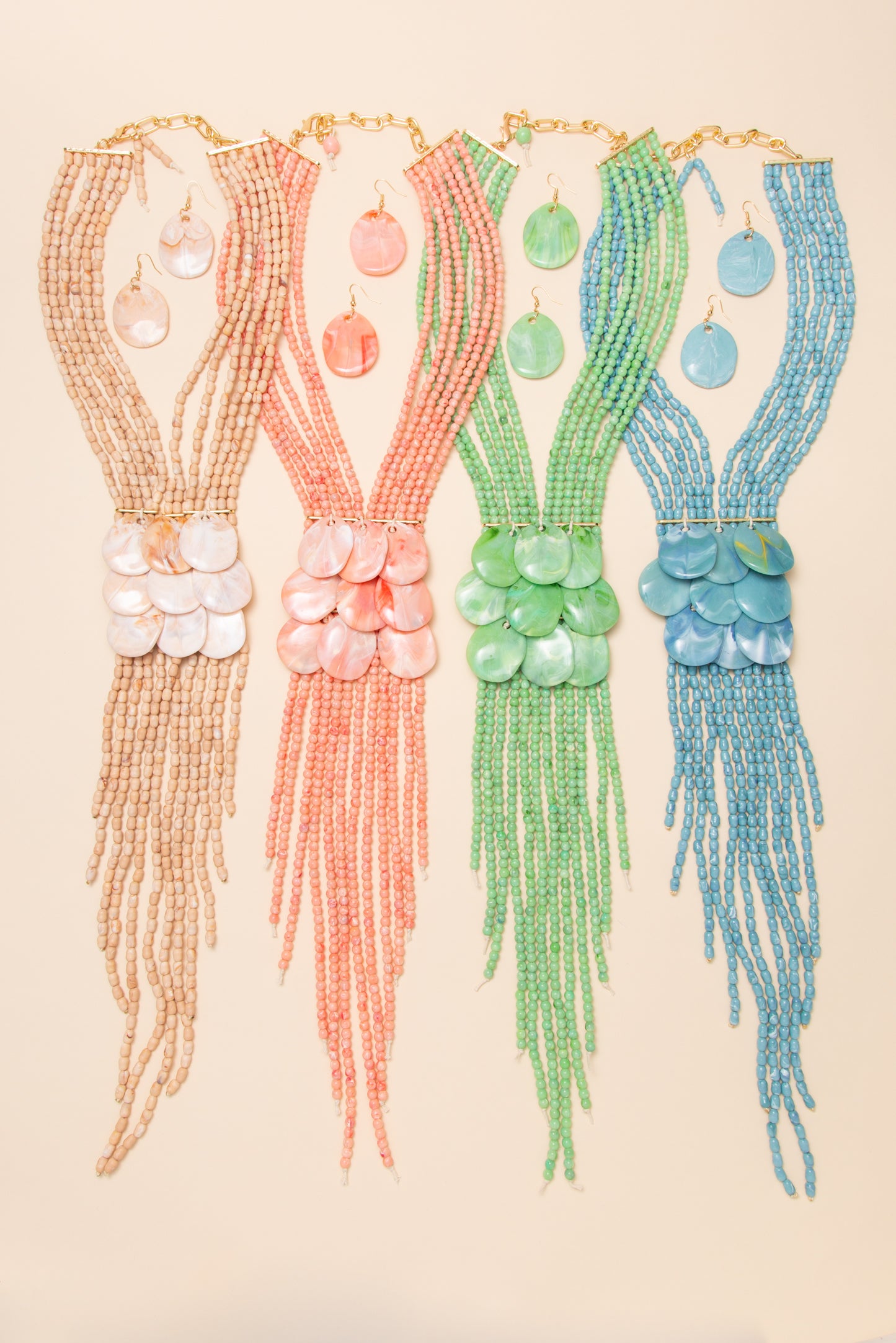 Maria Pearl Fringe Drape Necklace Earring Set