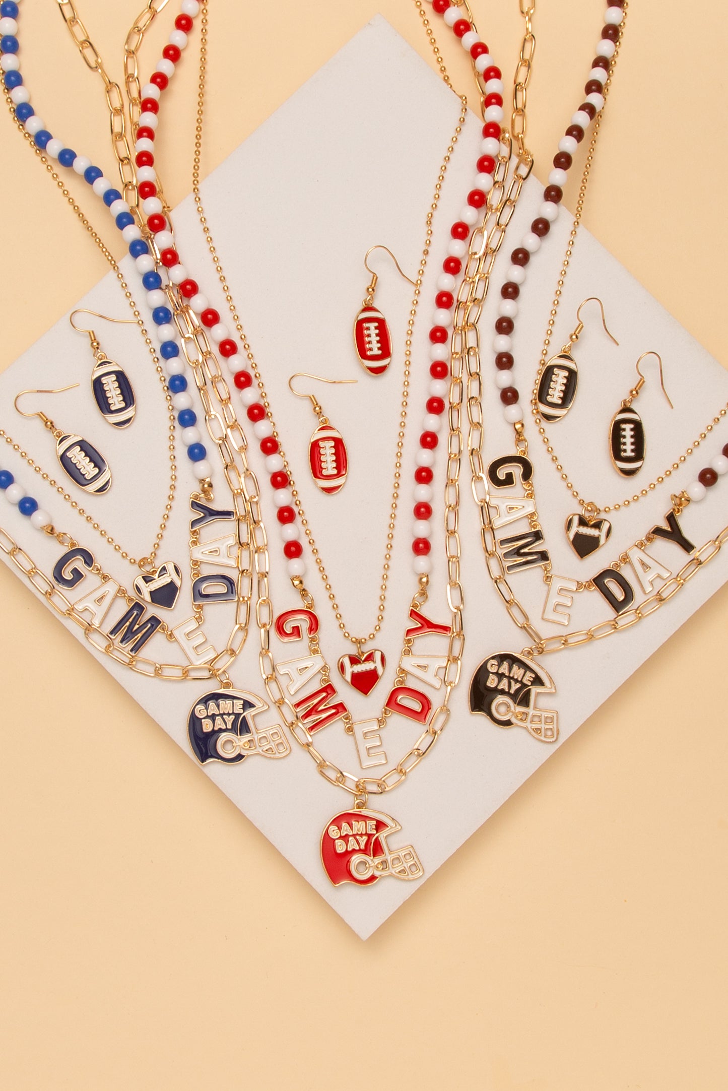 Celeste Game Day Football Heart Necklace Earring Set