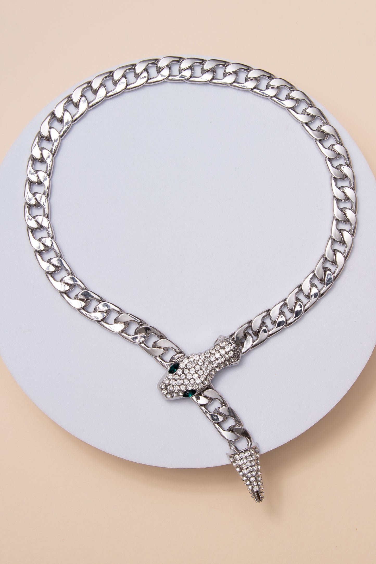 Vivienne Rhinestone-Eyed Snake Curb Link Necklace