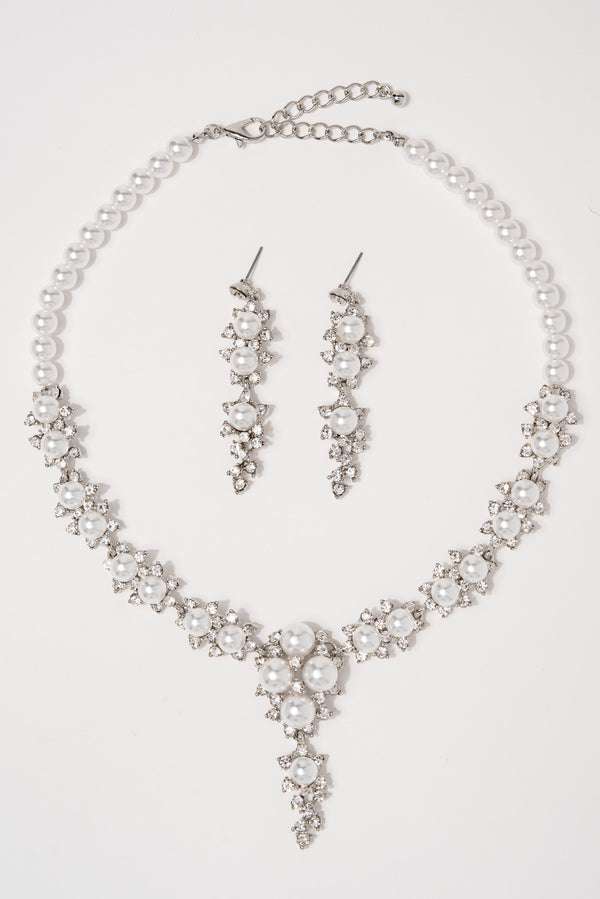 Hailey Glam Cubic Z Necklace Set - Silver