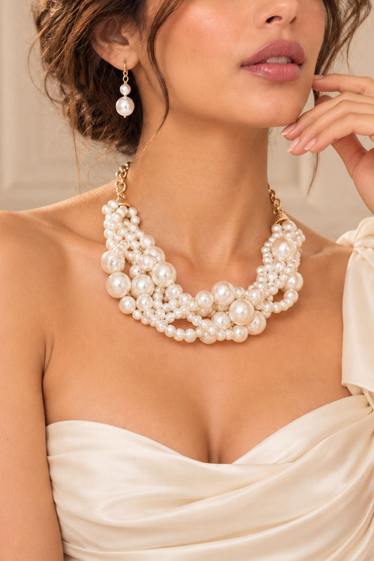 Maria Twisted Pearl Pretzel Necklace & Earring Set