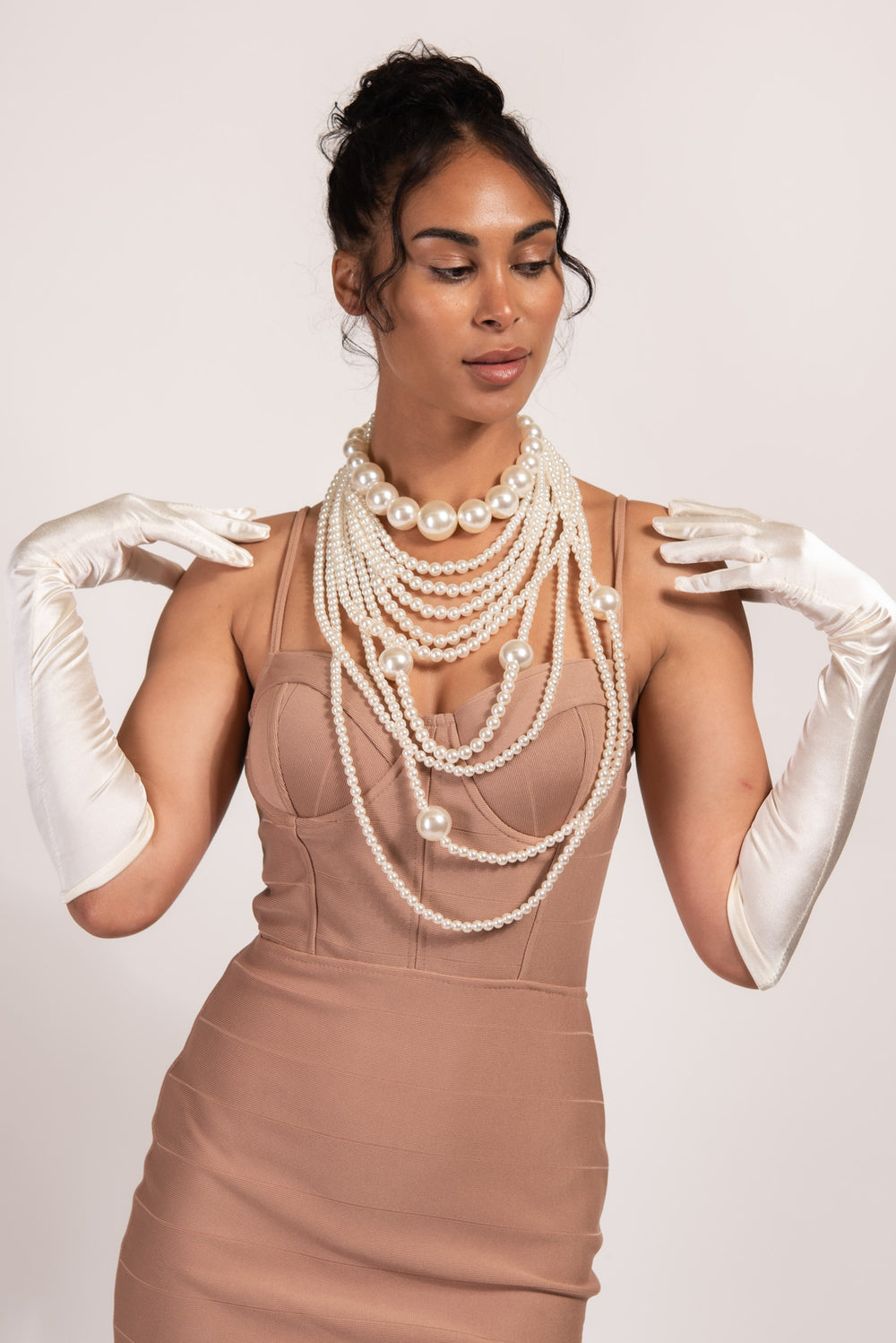 Juliana Multi-Layer Statement Pearl Necklace & Earring Set - Cream – Sophia  Collection