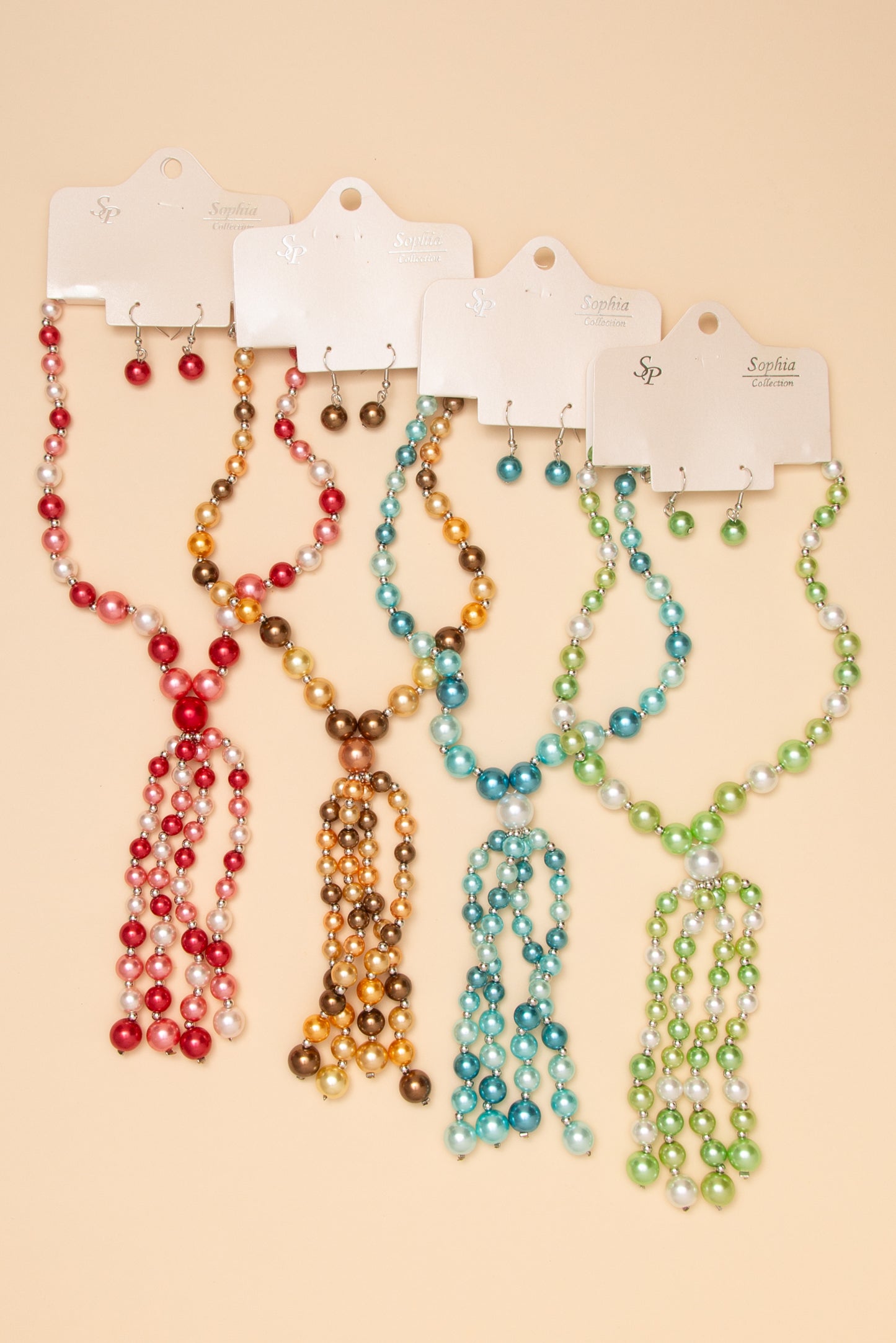 Sienna Multicolor Pearl Tassel Necklace and Earring Set