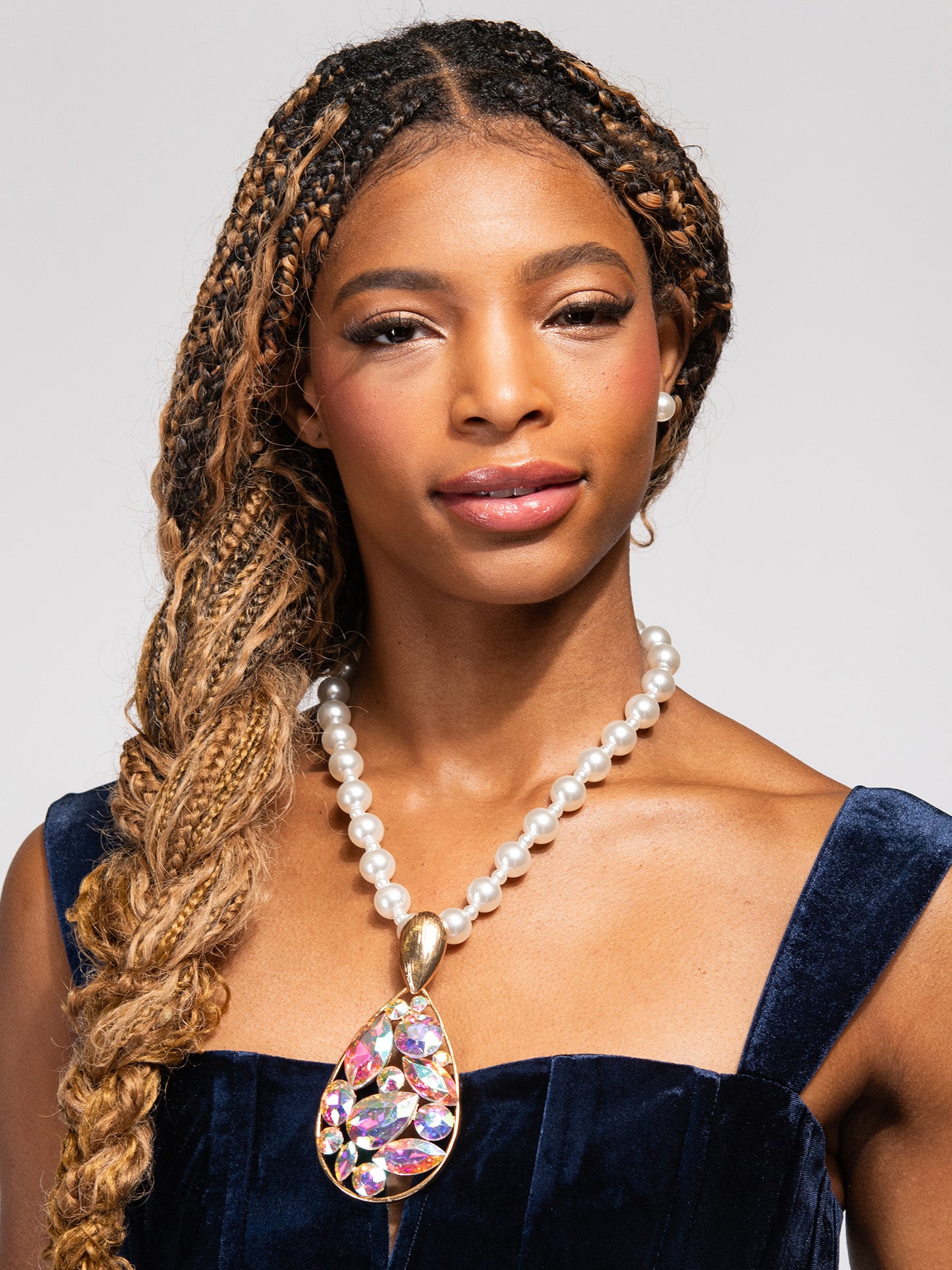 Isabella Pearl Teardrop Cluster Necklace Set