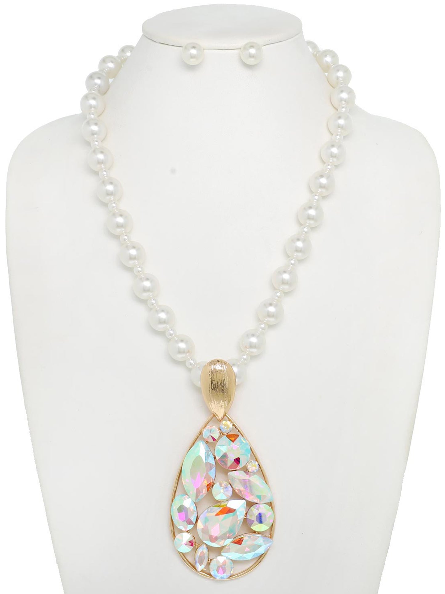 Isabella Pearl Teardrop Cluster Necklace Set