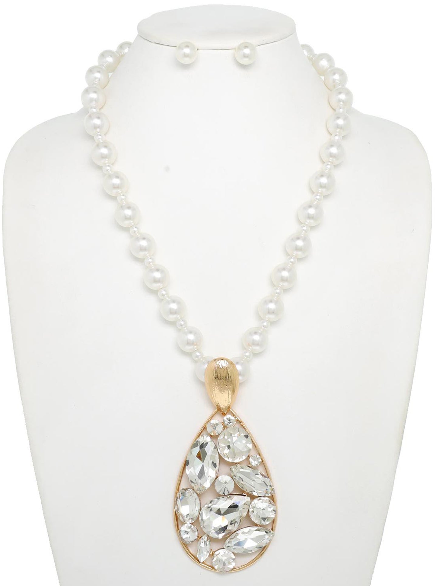 Isabella Pearl Teardrop Cluster Necklace Set