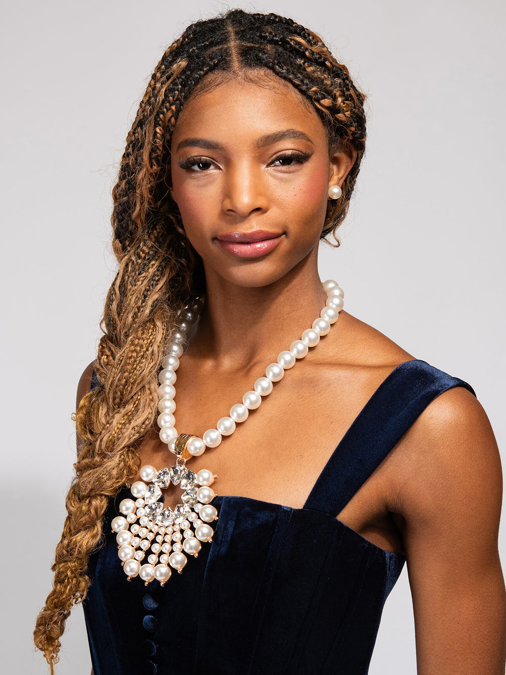 Jenna Pearl Strand Sunburst Gemstone Necklace Set