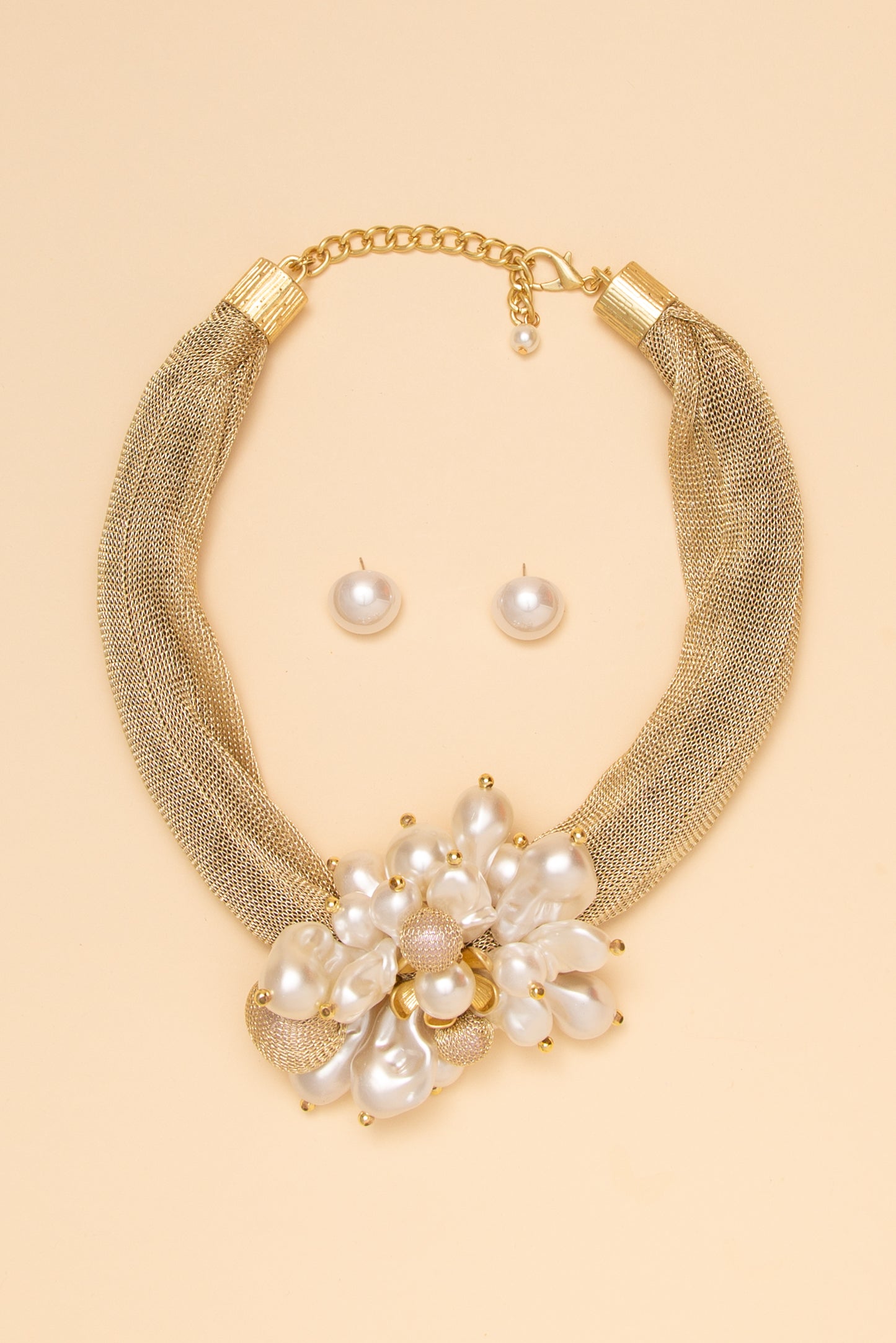 Elaine Pearl Gold Tone Necklace Set