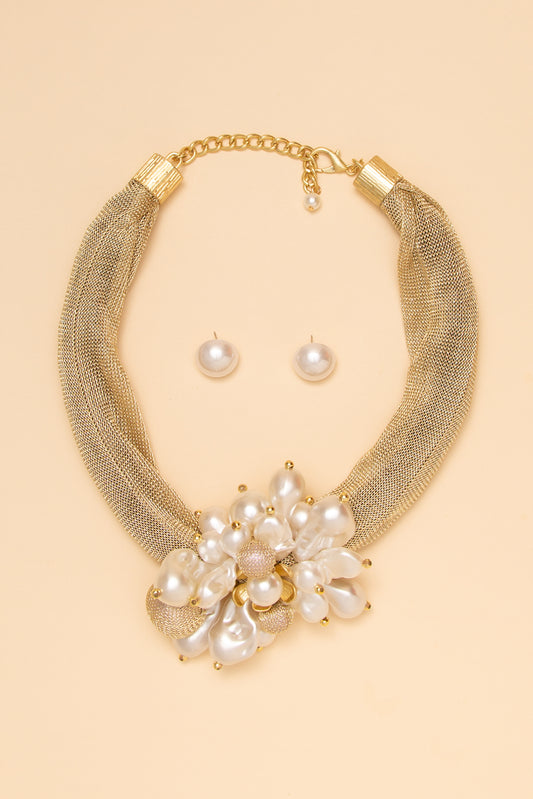 Elaine Pearl Gold Tone Necklace Set