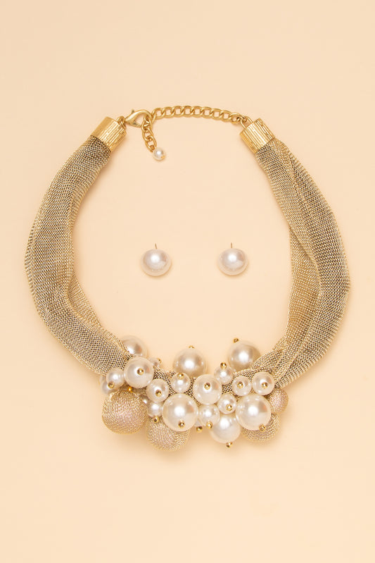 Rebecca Pearl Gold Tone Necklace Set