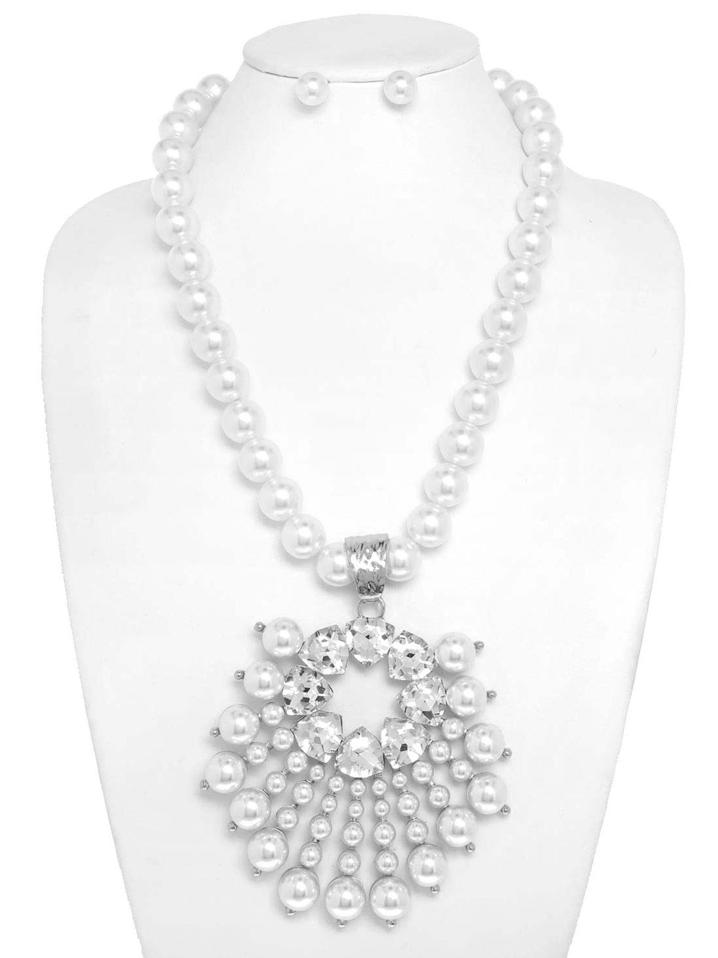 Jenna Pearl Strand Sunburst Gemstone Necklace Set