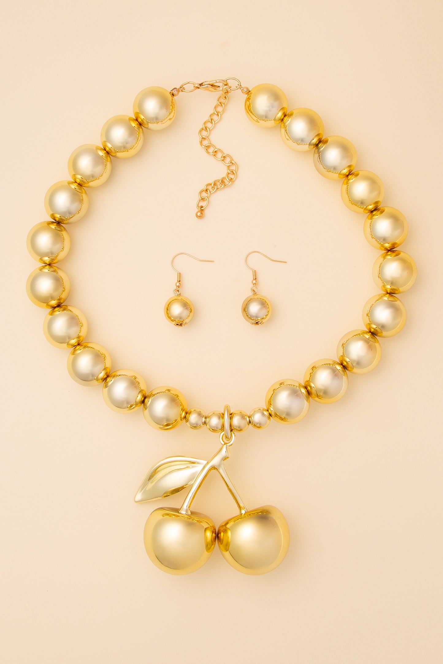 Abigail Polished Cherry Pendant Necklace & Earring Set