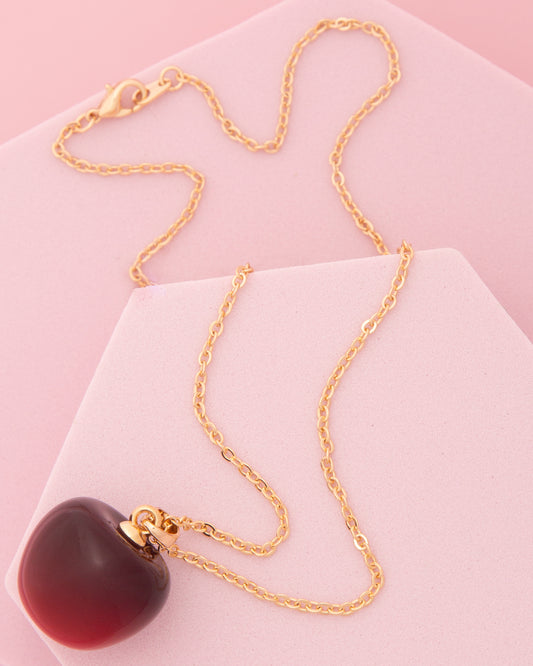 Glinda Color Acrylic Cherry Pendant Necklace | Red