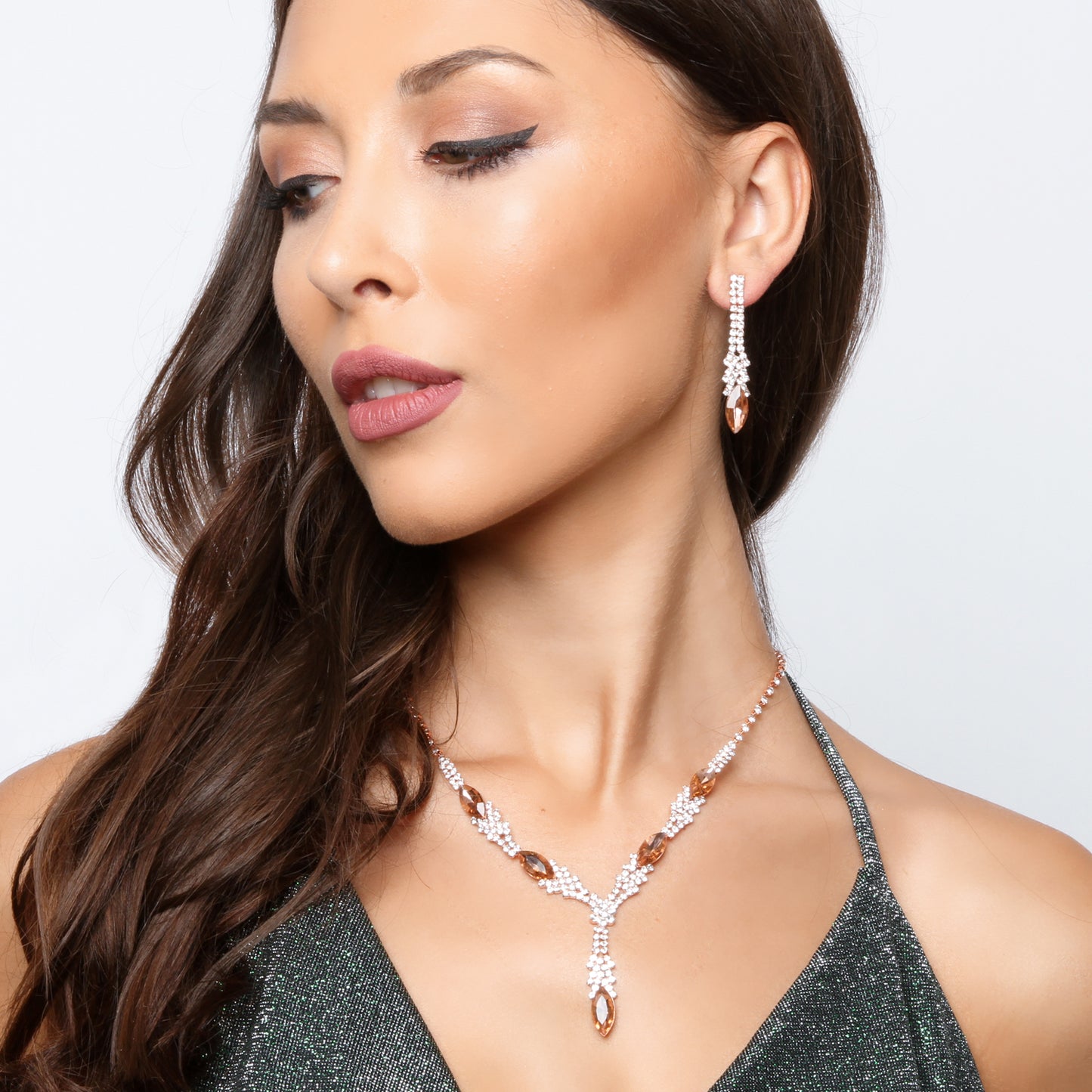 Graceful Marquise Drop Necklace & Earrings Set
