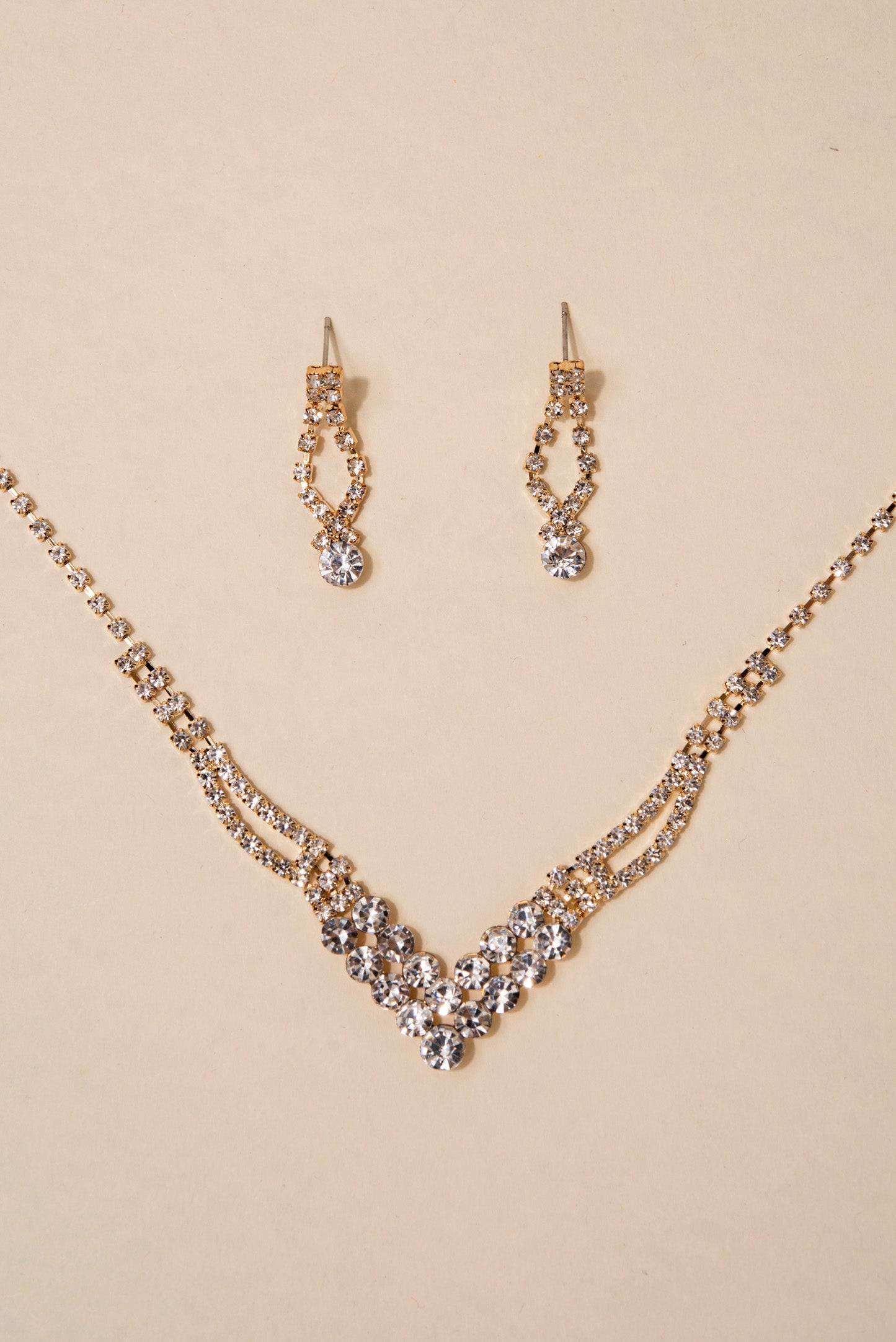 Anna Rhinestone V Necklace Set