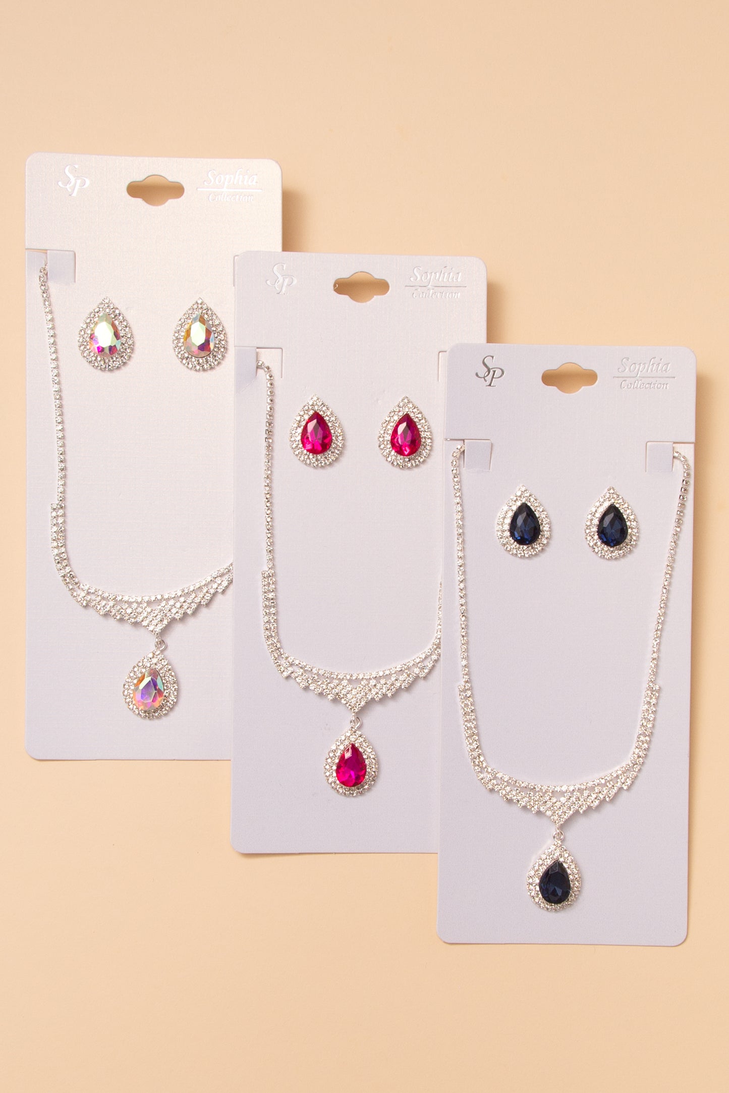 Arianna Bridal Necklace and Earring Set with Crystal Pendant