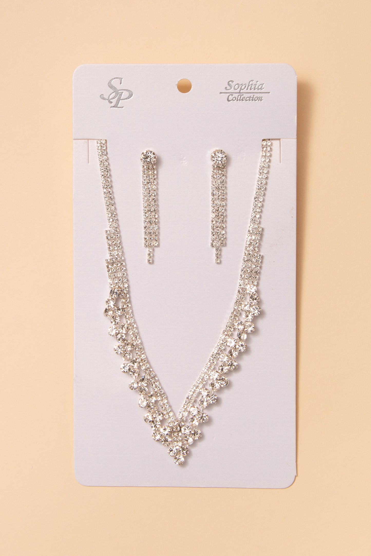 Kiara Bridal Crystal Necklace and Earring Set | Silver