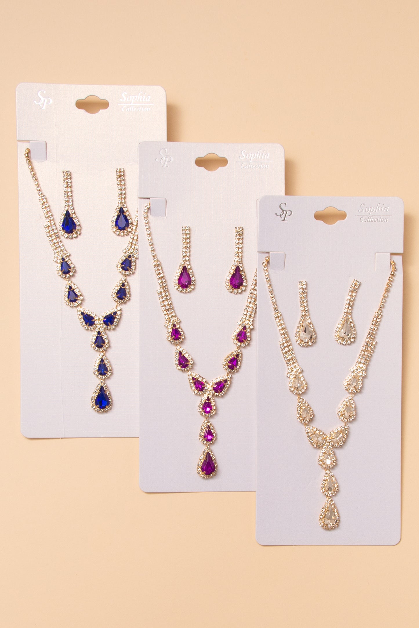 Brooke Bridal Crystal Teardrop Necklace and Earring Set