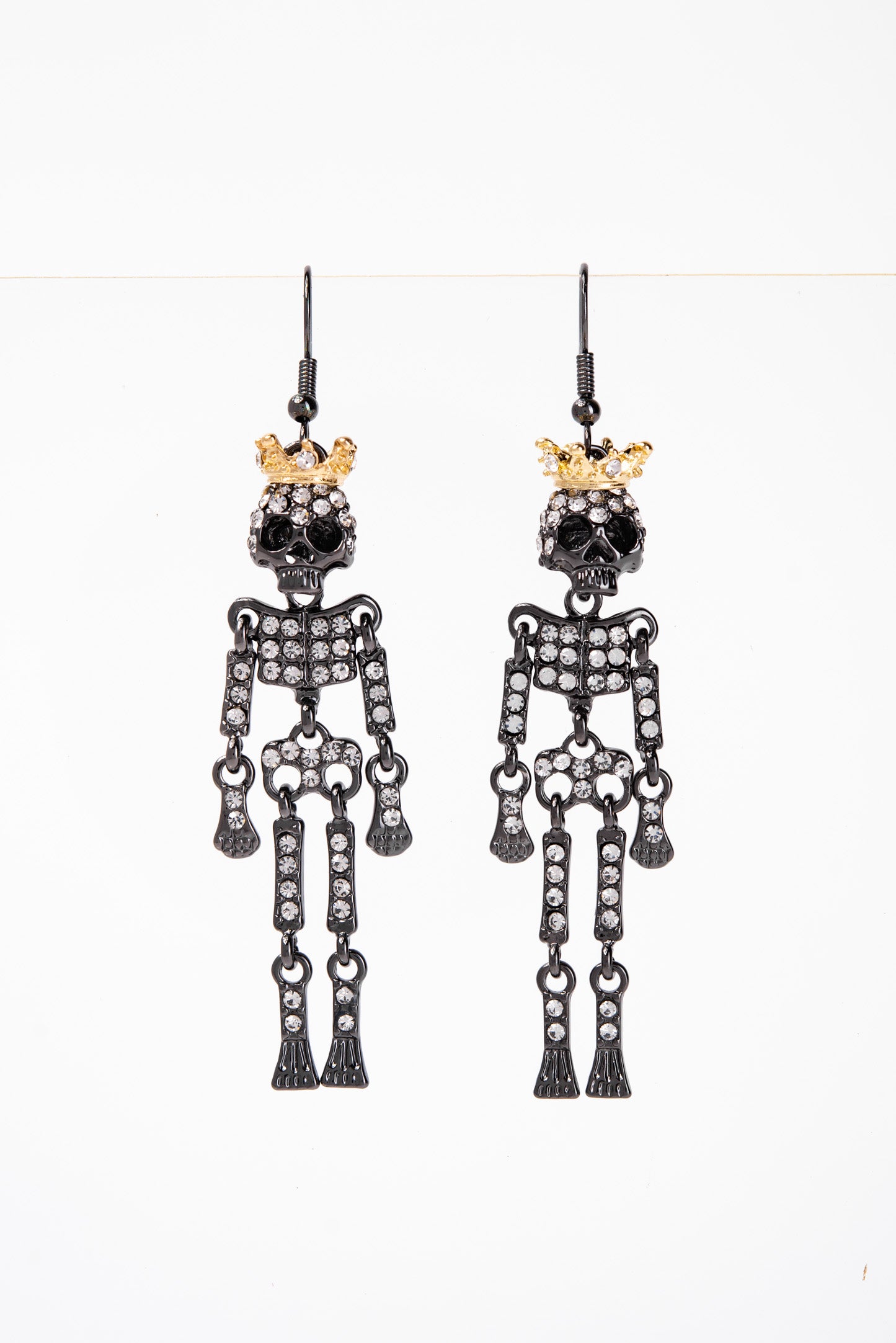 Freya Dancing Skeleton King Rhinestone Dangle Earrings