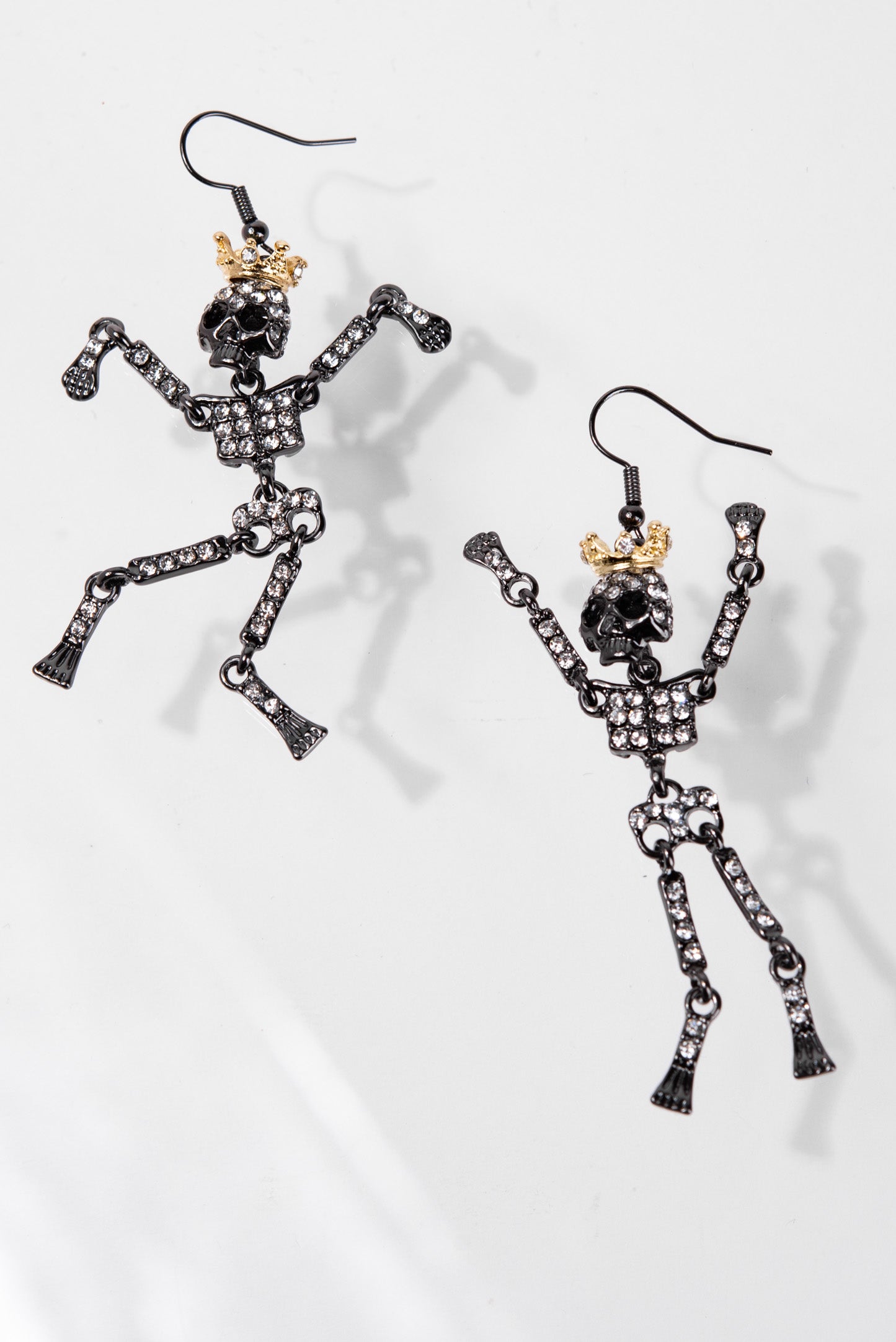 Freya Dancing Skeleton King Rhinestone Dangle Earrings