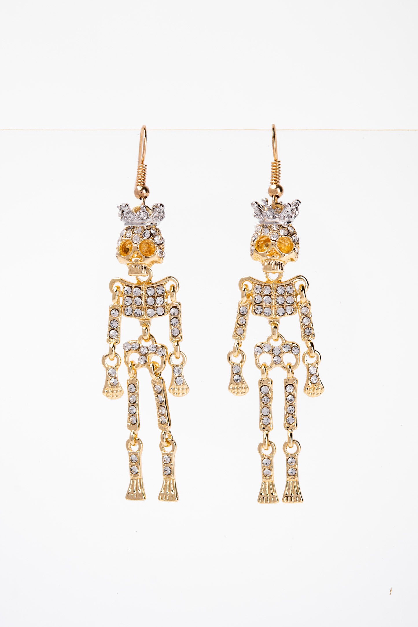 Freya Dancing Skeleton King Rhinestone Dangle Earrings