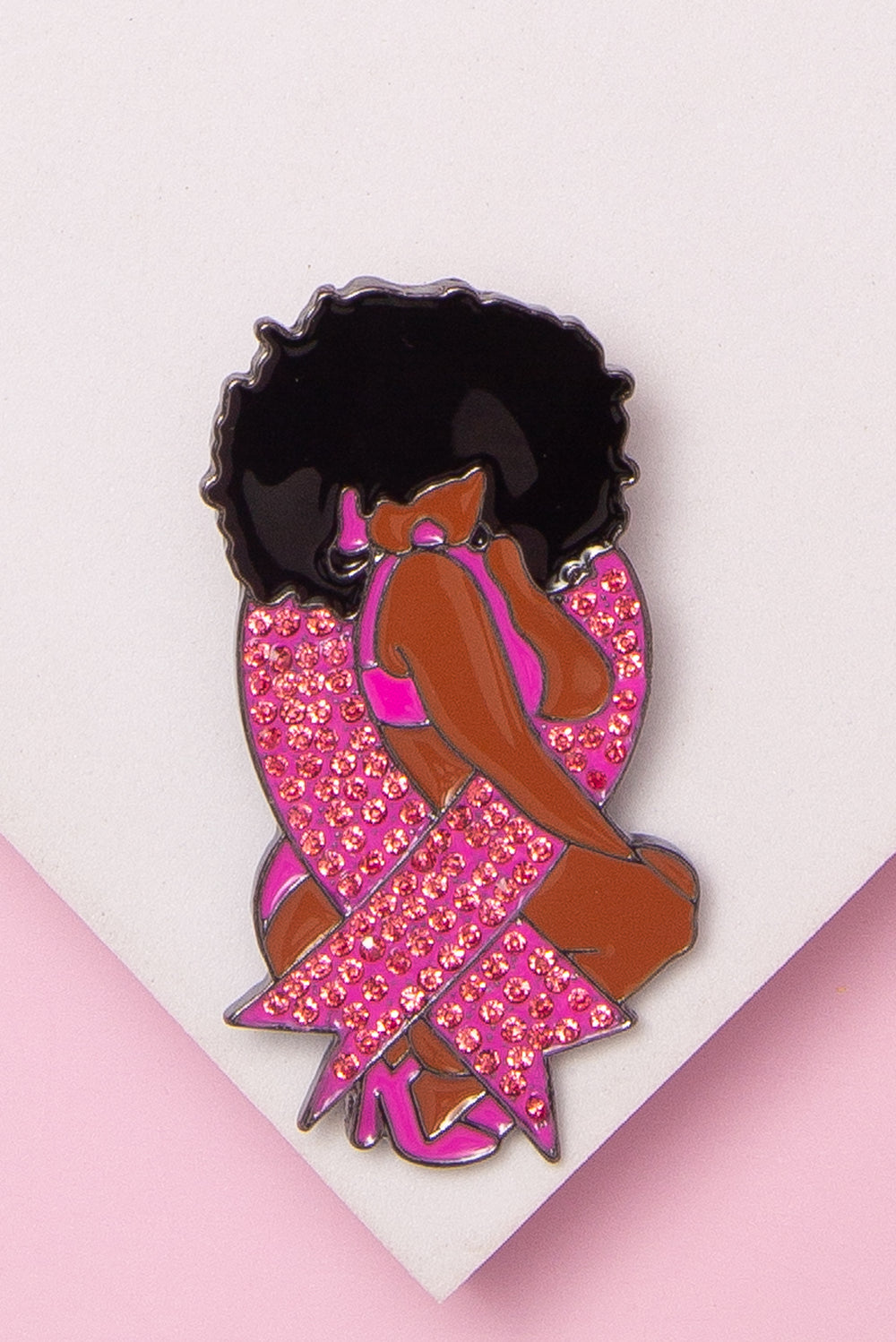 Joanna Pink Ribbon Breast Cancer Awareness Diva Brooch Pin