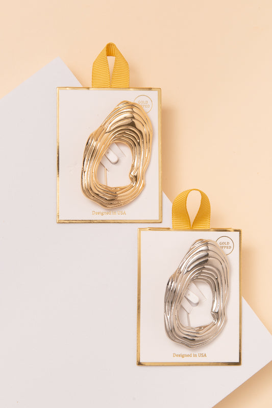Colette Gold Dipped Oval Ridge Design Brooch Pin