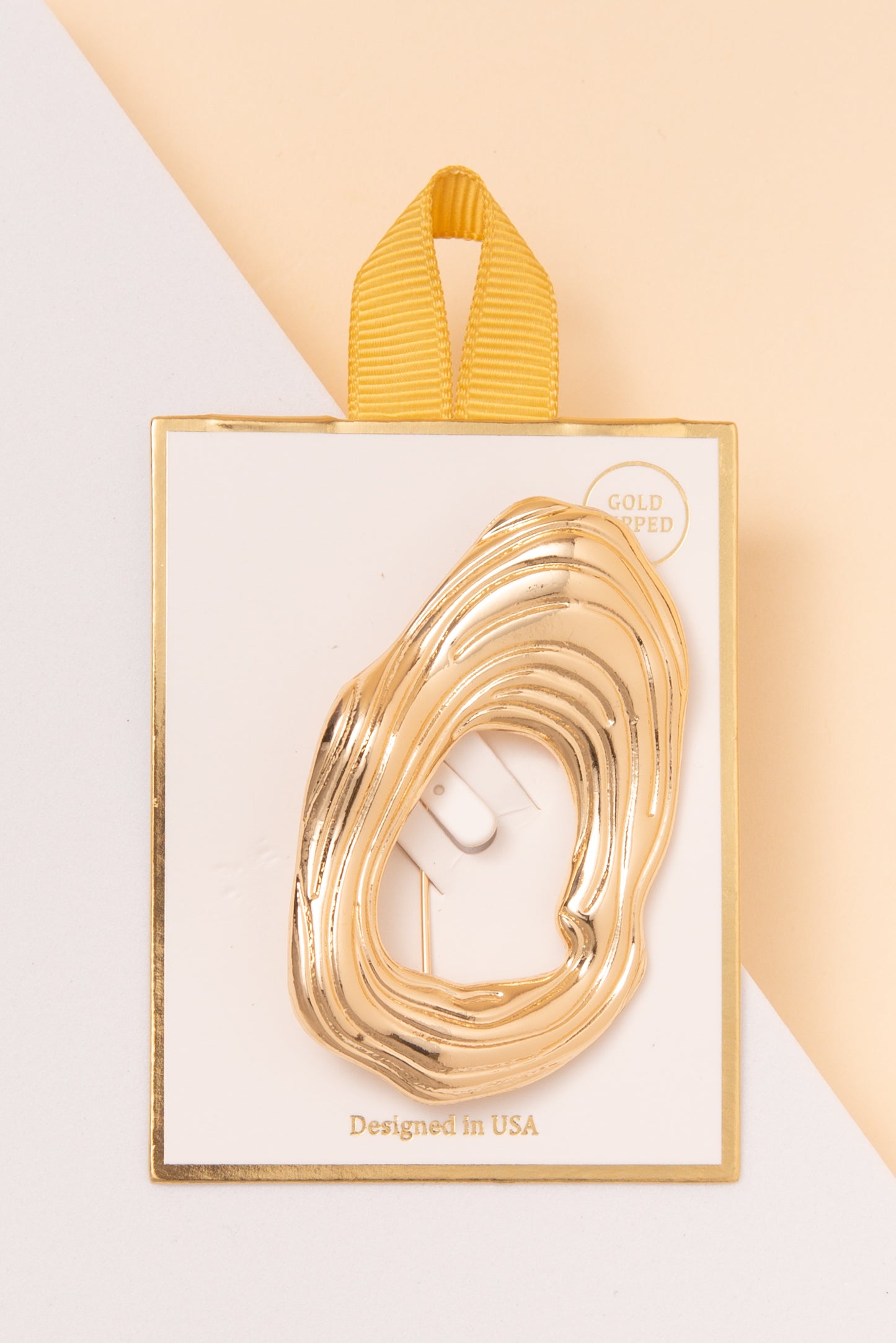 Colette Gold Dipped Oval Ridge Design Brooch Pin | Gold