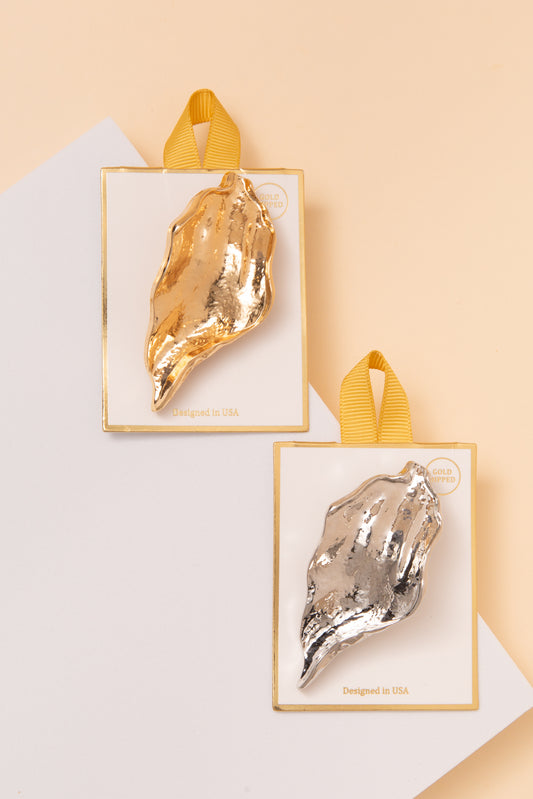 Nina Gold Dipped Abstract Leaf Brooch Pin