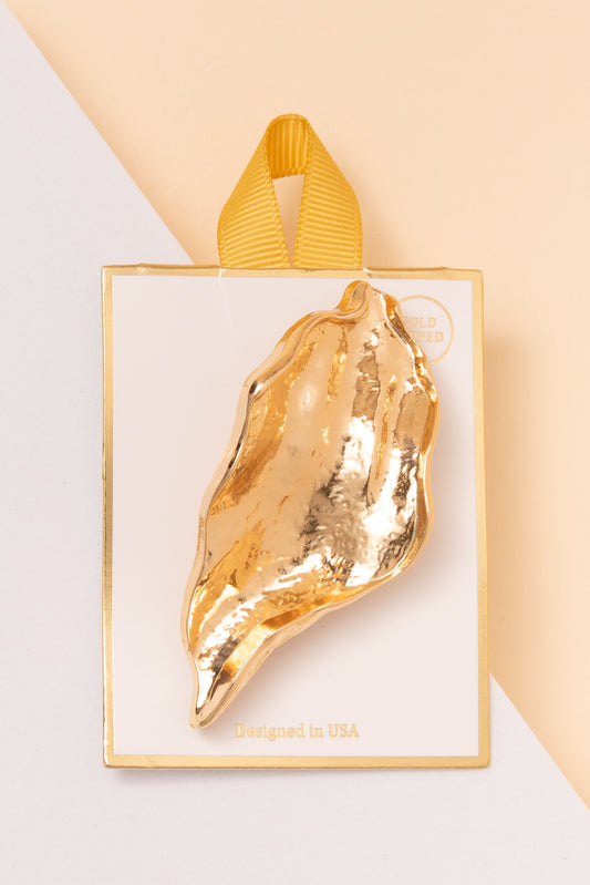 Nina Gold Dipped Abstract Leaf Brooch Pin | Gold