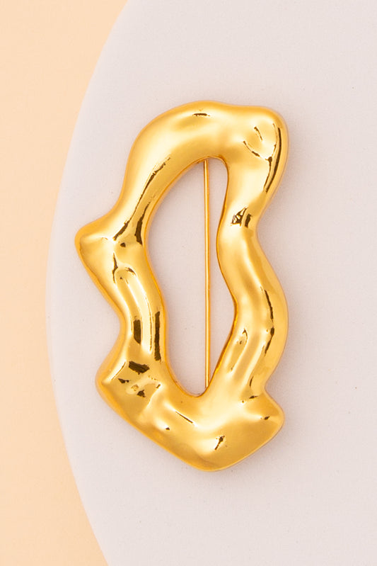 Miley Wavy Shape Pin Brooch | Gold