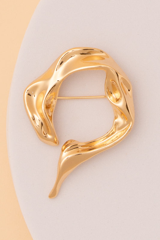 Angelina Abstract Shape Pin Brooch | Gold