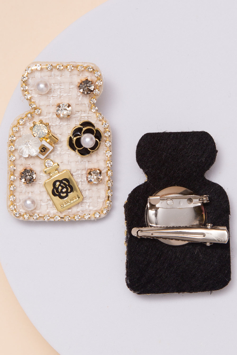 Robin Perfume Bottle Brooch Pin With Pearl And Crystal Accents