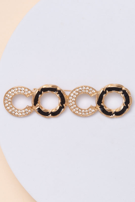 Gracie Fashion Stone Pearl Brooch | Black & Gold