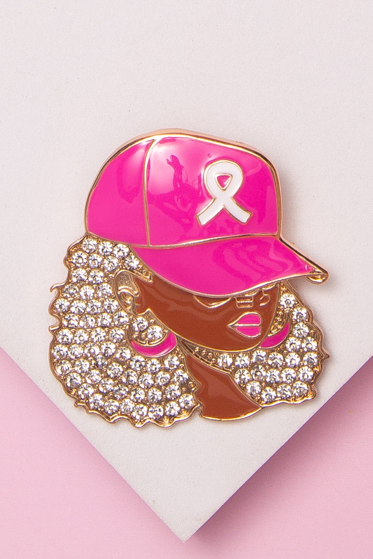Willow Rhinestone Pavé Curly Haired Black Queen Pin | Gold