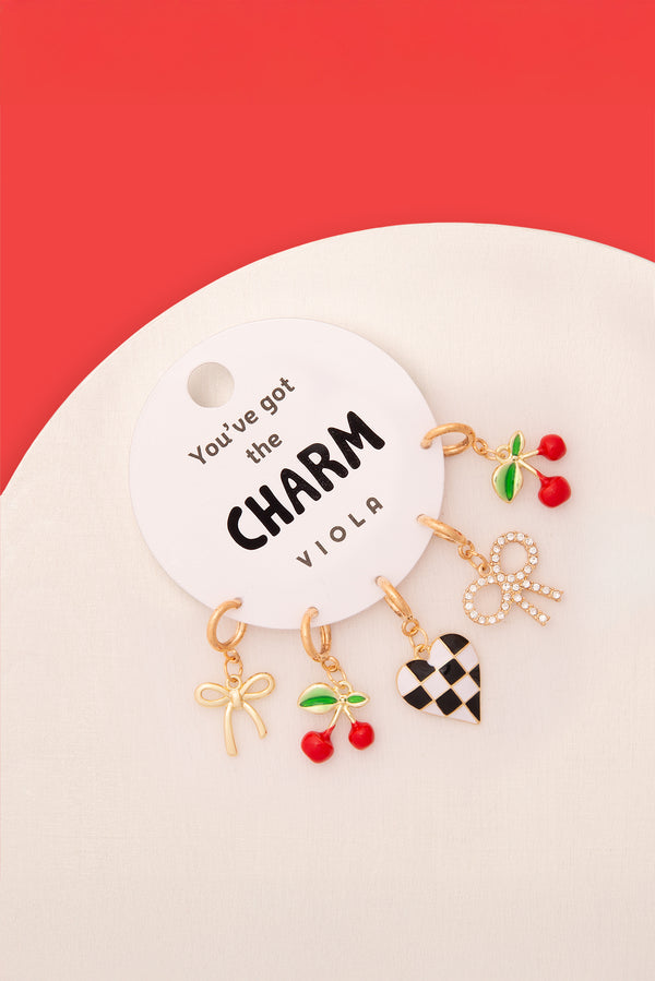Elisa 5-Piece Charm Set Featuring Enamel and Rhinestone