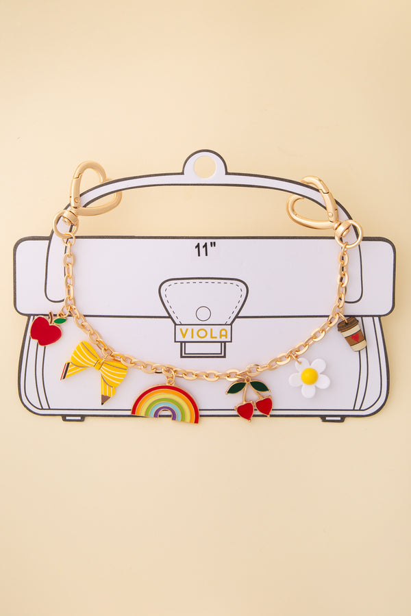 Dakota Happy Theme Enamel Bag Charm Chain with Heart Snap