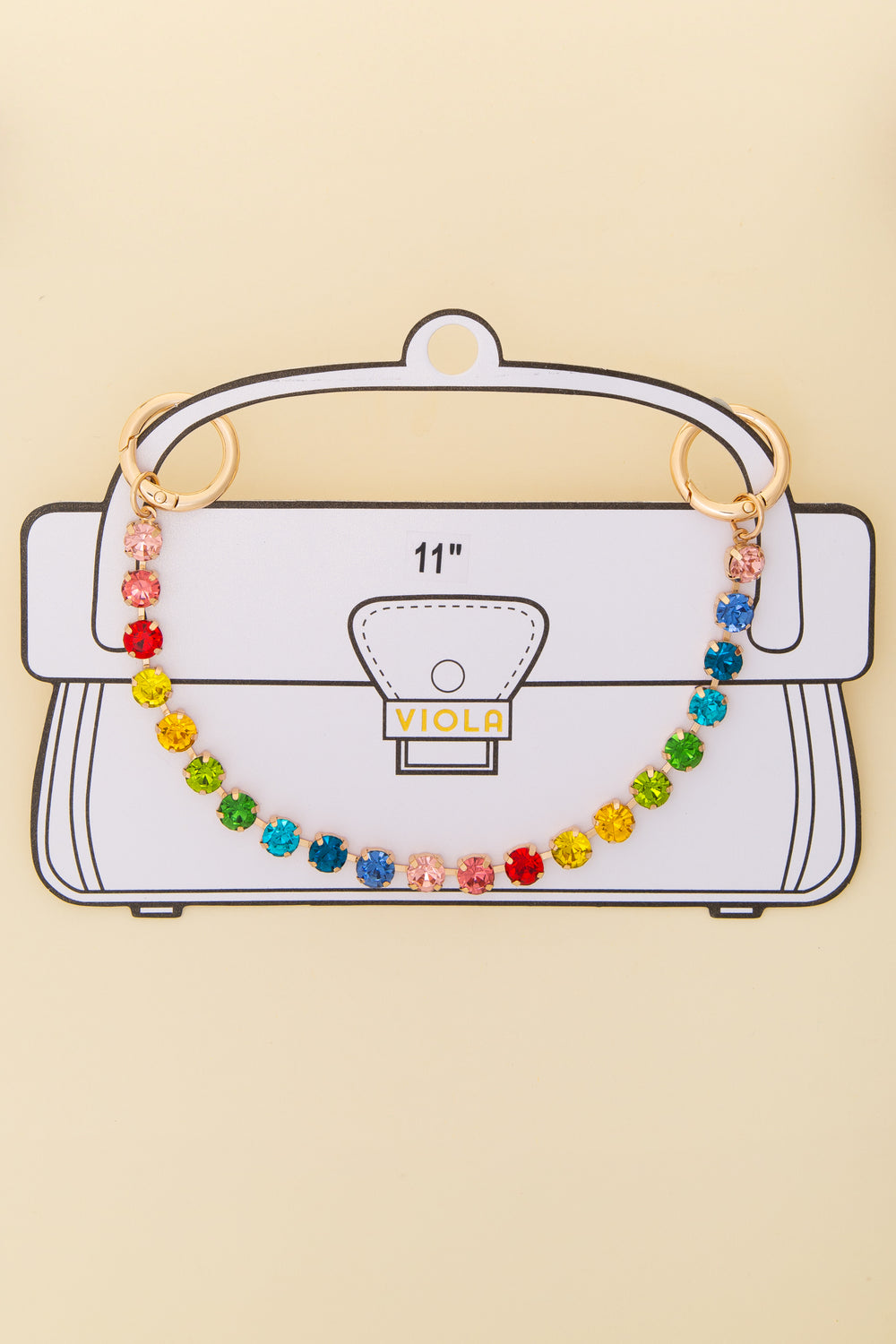 Alanna Crystal Bag Charm Chain with Snap Clasp Hooks