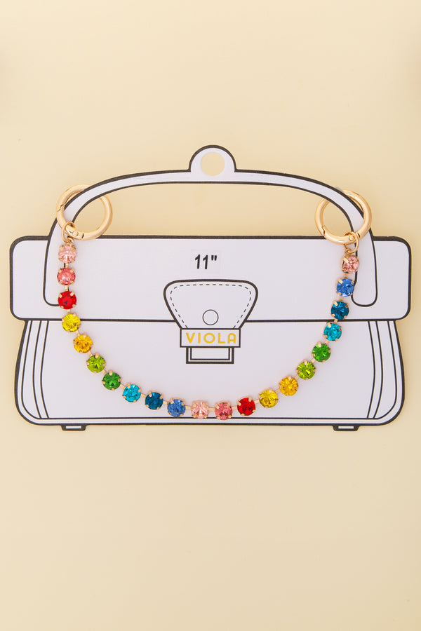 Alanna Crystal Bag Charm Chain with Snap Clasp Hooks