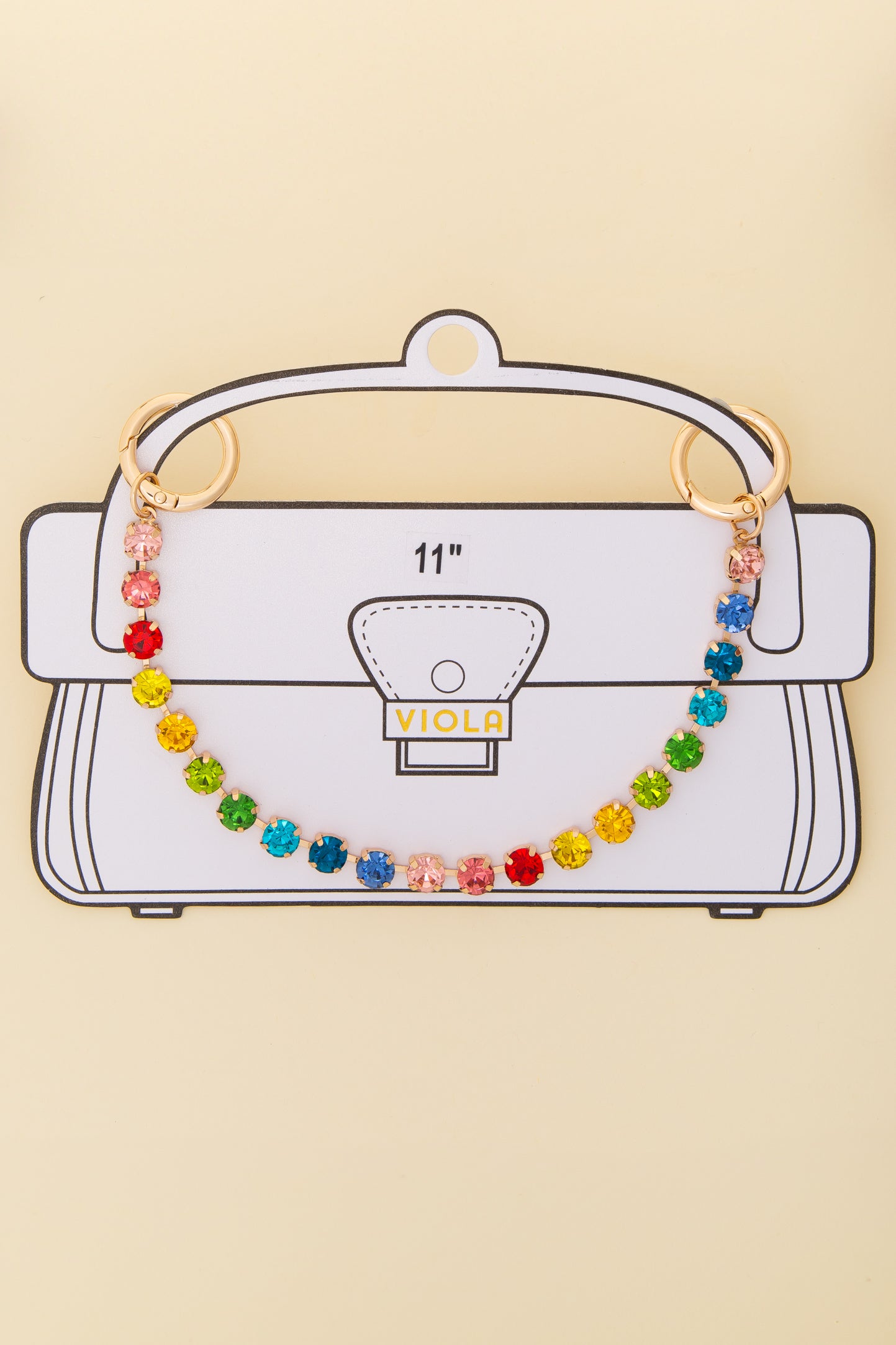 Alanna Crystal Bag Charm Chain with Snap Clasp Hooks | Multicolor