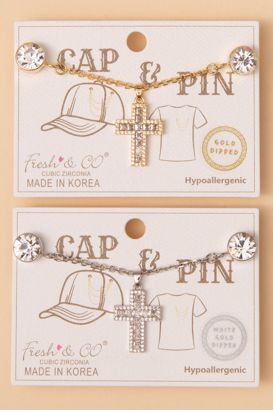 Francesca 2-in-1 Hat and Shirt Cross Chain Pin Hat