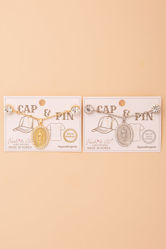 Rebecca Cubic Zirconia Embellished Medallion Cap Chain