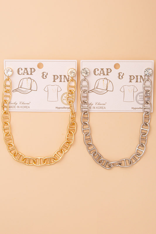 Rachel Crystal Embellished Cap Chain and Pin